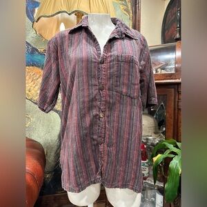 EUC JAYLI HIPPIE Red and Black Casual Button Down Shirt with Relaxed Fit cotton